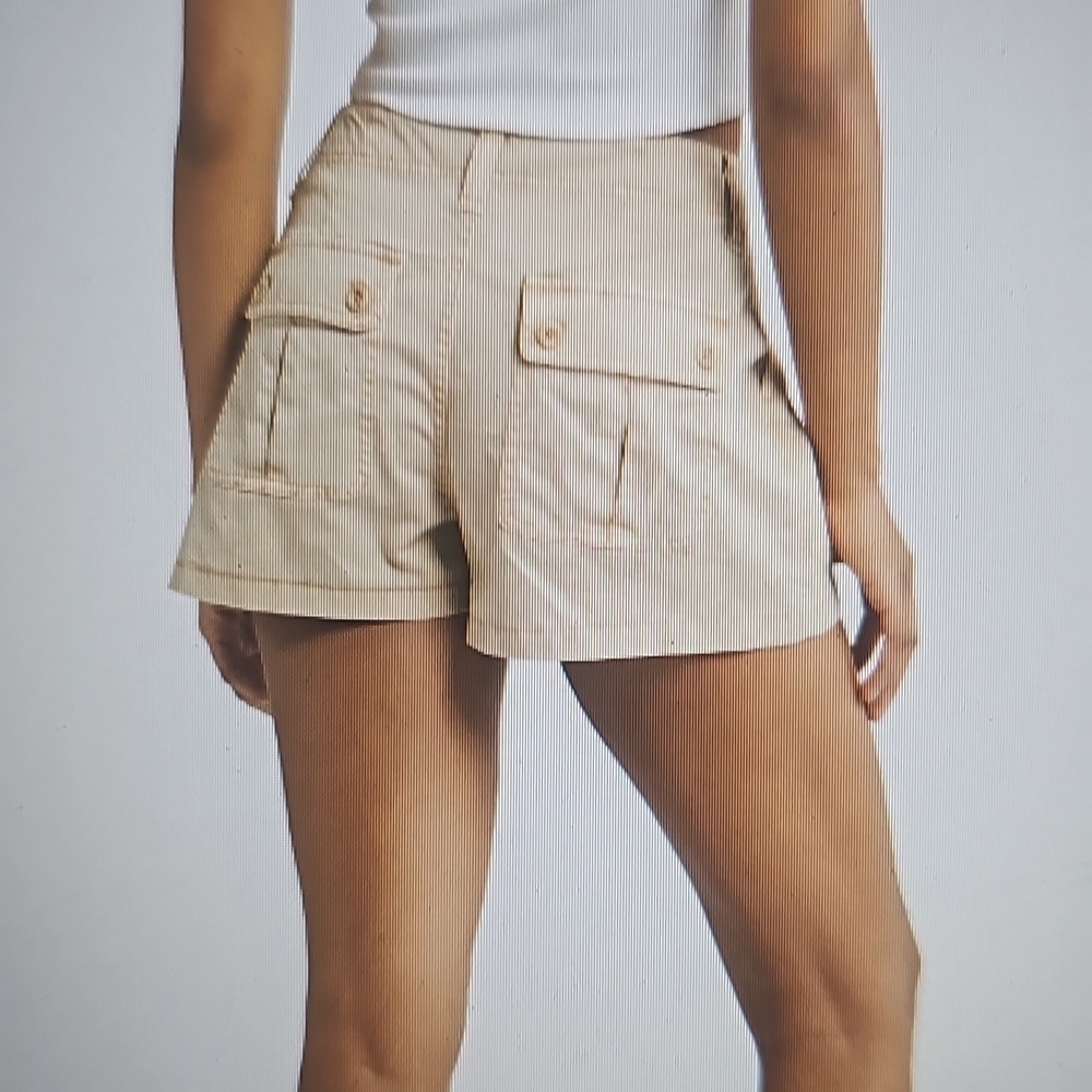 NWT Women's BP. Cotton Utility Shorts Pockets Zip/Button Closure Size 16 Ivory - Picture 9 of 13